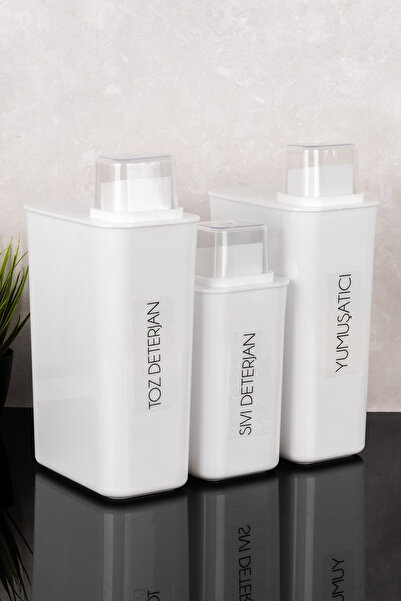 Dolkin Home 3-Piece Self-Scale Detergent Box Set with Labels 3000 ml - 2200 m...