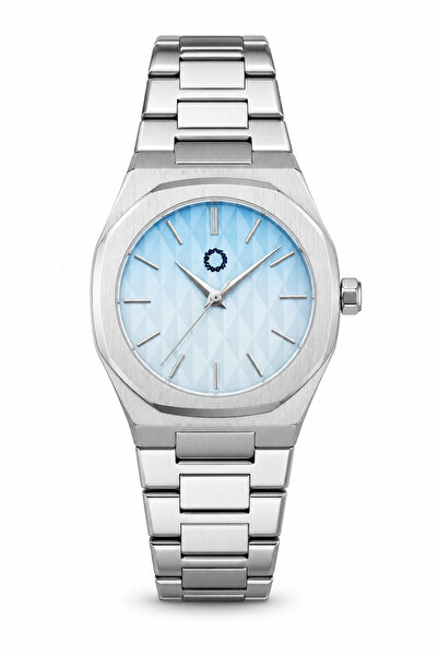 CüzCan Ocean Blue 42mm Geometric Pattern Blue Dial Steel Band Unisex Watch