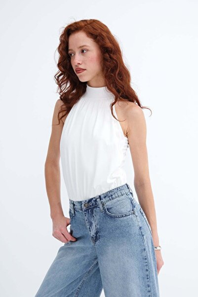 Addax Halter Yaka Bodysuit Z0706