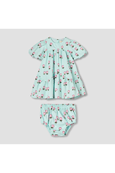 Juniors Round Neck Short Sleeves Dress with Bloomers