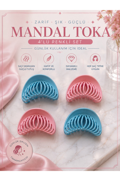 karmabijuteriaksesuar Set of 4 Colorful Hair Clips Women's Hair Clips Strong ...