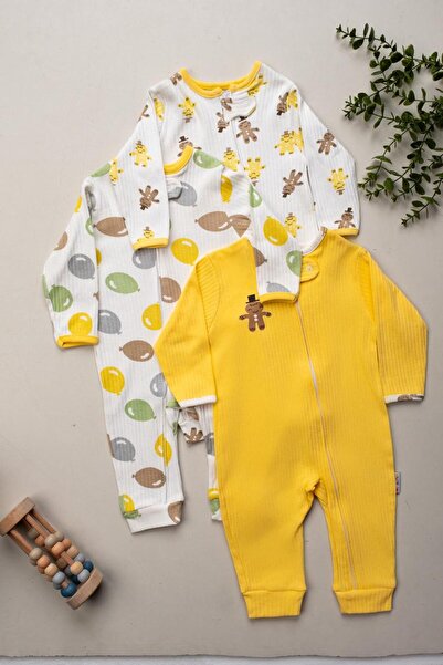 DEFNE LİNA BABY Baby Zippered Cuffed Printed 9-12-18 Months Cotton 3-Piece Sl...