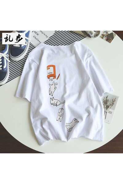 classy moda Unisex Colorful Oversize Printed T-Shirt Streetwear Comfortable F...
