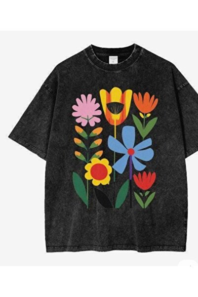 bellanova Unisex πολύχρωμο μπλουζάκι με στάμπα Oversize Streetwear Άνετη εφαρ...
