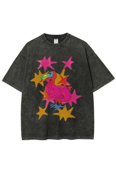 classy moda Unisex Colorful Oversize Printed T-Shirt Streetwear Comfortable F...