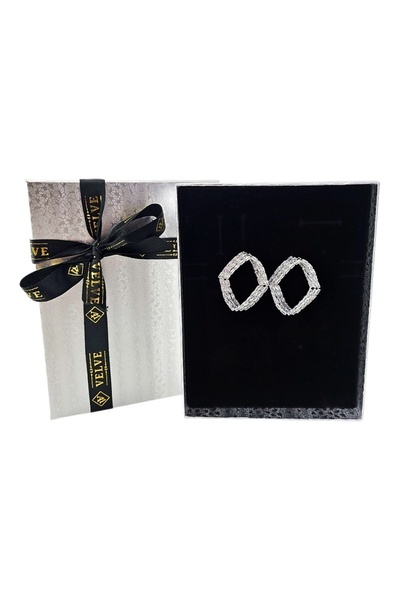 velve Cercei eleganti Crystal Rhombus Silver din otel inoxidabil, model geome...