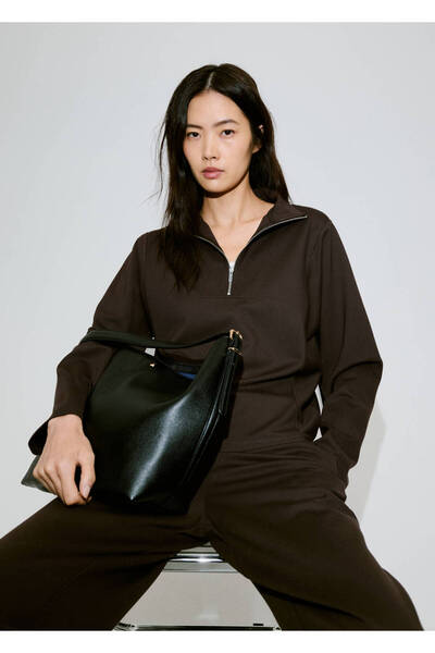 MANGO Woman Fermuarlı boğazlı sweatshirt