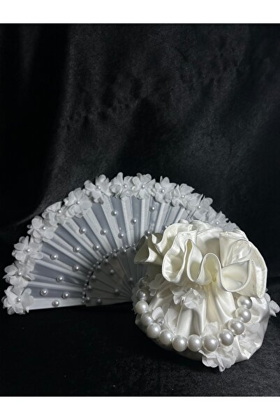 Bridal Luxe Three-Dimensional Floral Bridal Fan and Bridal Bag