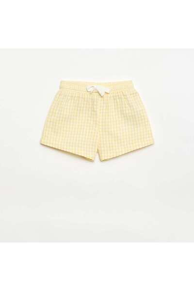 KIABI Gingham Seersucker Shorts YELLOW