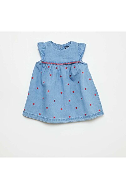 KIABI Light Denim Short-Sleeve Dress BLUE