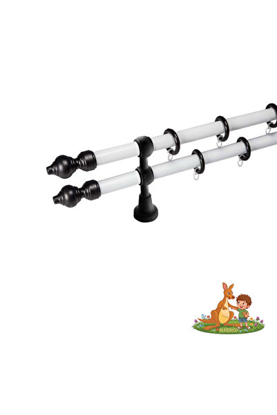 KLEIDECO Galerie dubla perdea MINIMALIST, Plastic, Diametru 28 mm, 220 cm, Al...