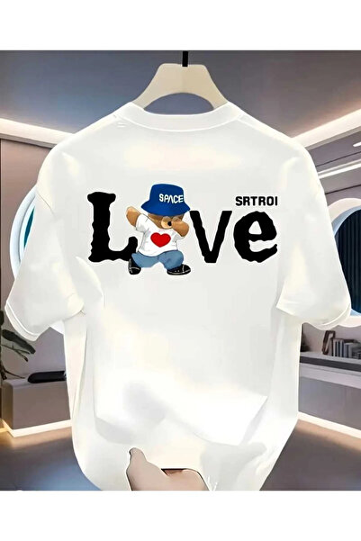EYMORA Cute Teddy Bear Love Printed Unisex T-Shirt – Modern Graphic Design Me...