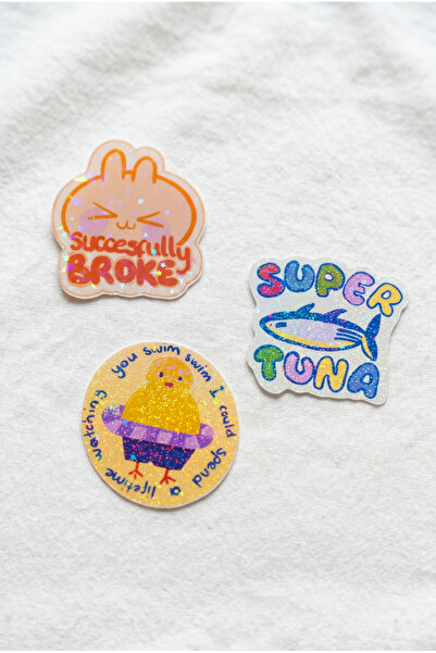 Plumie Hologramlı Laminasyonlu Cute Sticker Seti 3’lü | Laptop, Defter, Journ...