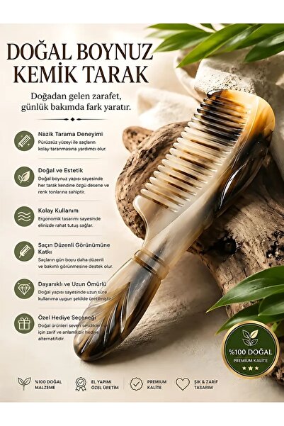 Wolawood Natural Real Bone Comb & Handmade Hair Comb |   Antistatic Massage E...