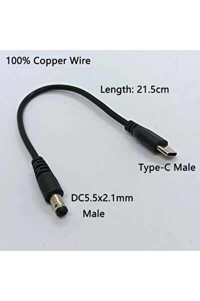 Choice1 كابل شحن DC5521-M إلى Type-C، 1 قطعة، موصل DC 5.5x2.1 ملم إلى Type-C ...
