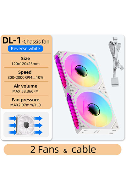 Choice11 A-RGB As Show Reverse White 2Fan Coolcirc DL-1 120mm PC Case Fan 800...