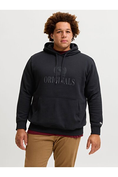 Jack & Jones Plus Φούτερ με κουκούλα σε μεγάλο μέγεθος με στάμπα κειμένου