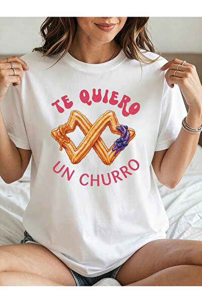 Astogria13 تي شيرت نسائي مضحك بطباعة "QUIERO UN CHURRO" - قميص بأكمام قصيرة م...