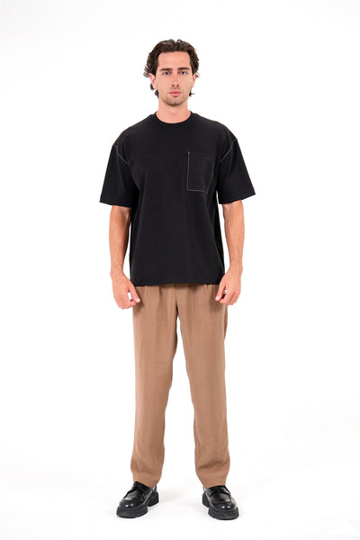 GMG FIRENZE Crew Neck Contrast Stitched Pocket Men's T-Shirt
