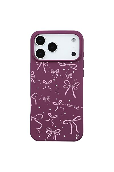 Casen iPhone 17 Pro Max Bordo Ribbon StarsKamera Korumalı Premium Renkli Sili...