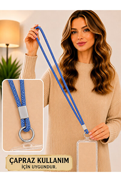 Case collection Taşlı Telefon Askısı Çapraz Kullanım Omuz İçin İpli Strap 130 cm