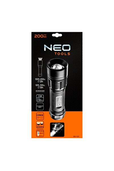 NO BRAND 99-101 lanternă de aluminiu 200 lumeni zoom IPX7