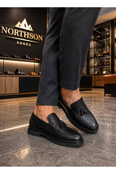 NORTHSON Men's Genuine Leather Black Floter Leather Laceless Comfortable Wear...