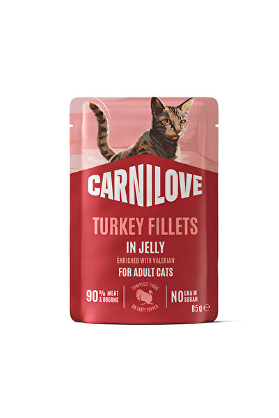 Carnilove كارنلوف كات باوتش جيلي غني بالديك الرومي ومعزز بالفاليريان 85 جرام ...