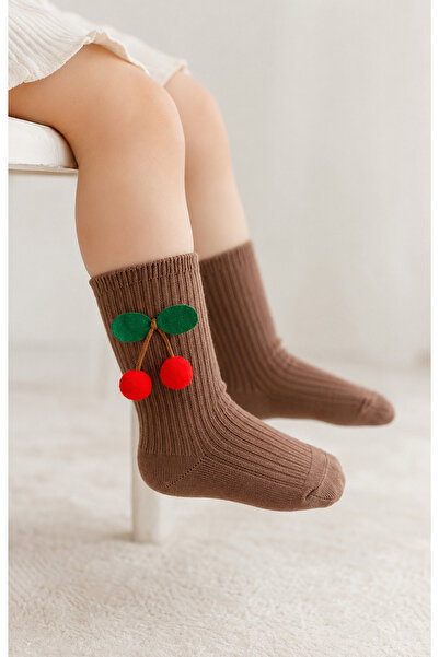 ESES BEBE Baby Girl Cherry Pompom Cotton Knee Socks 0-5 Years Special Day