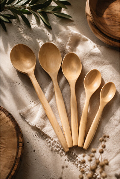 Home Trabzon Region Handmade Genuine Boxwood Spoon (Does Not Absorb Oil or Wa...