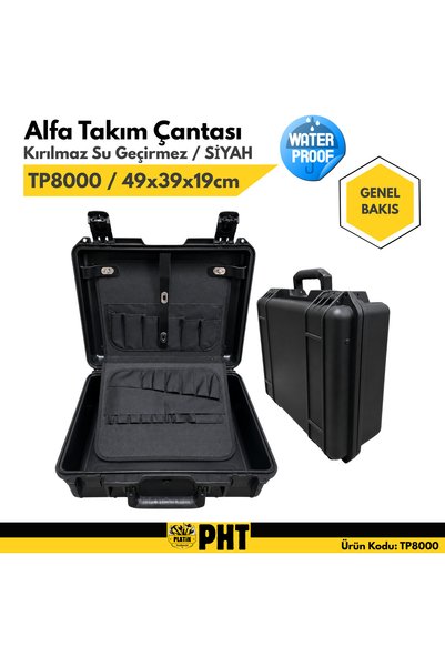 Alfa Takım TP-8000 Çantası Kırılmaz Su Geçirmez Siyah
