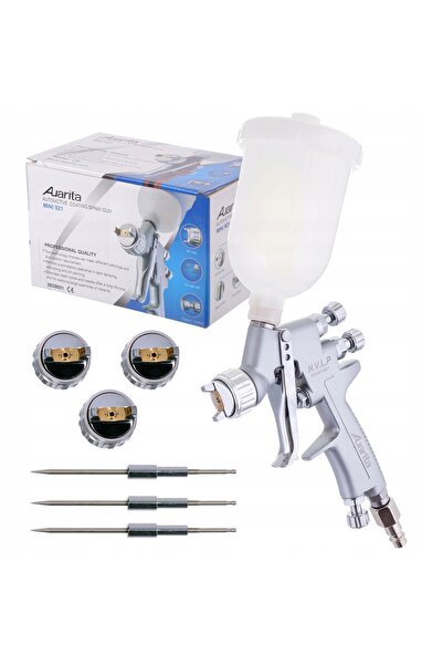 AUARİTA Pistol de vopsit Mini HVLP, duze de 0.5, 0.8, 1.0, 1.2mm, 250ml