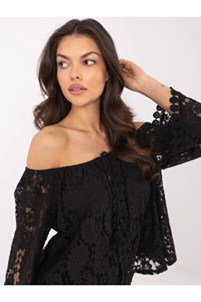 Italy Moda Γυναικεία Μπλούζα, ITALY MODA, Βαμβακερή, Μακρυμάνικη, Μαύρη, μοντ...