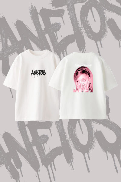 Anetos Ariana Grande_82 Design Back Printed Cotton White Oversize T-Shirt