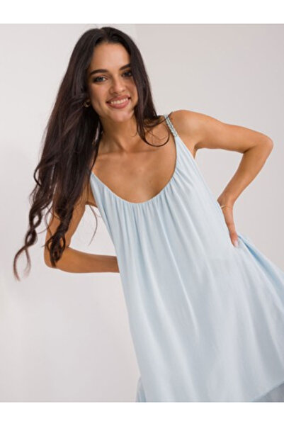Och Bella Top Dama, Och Bella, Viscoza, Cu bretele, Albastru deschis, model T...