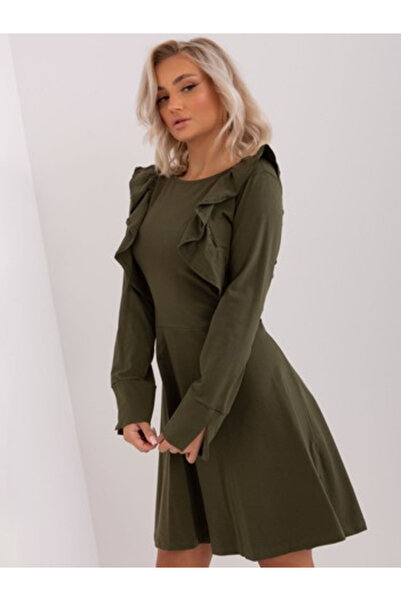 LILYROSE Rochie Dama, Lily Rose, Bumbac, Rochie evazata, Khaki, model EM-SK-H...