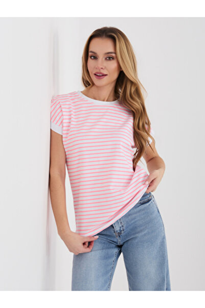 Relevance Women 't-shirt shirt, RELEVANCE, Cotton, Short Sleeve, Pink, model ...