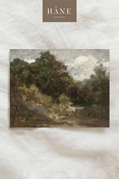 Hane Concept Vintage poster Forest Creek, tamno tonirana priroda i vodeni pejzaž