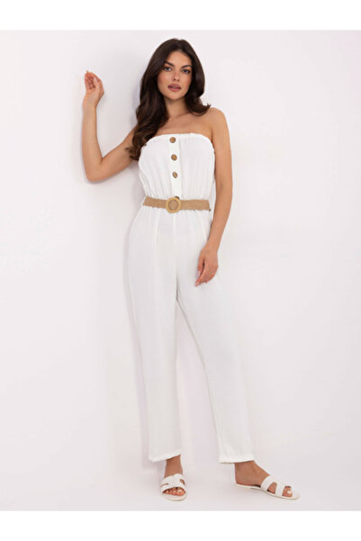 rue parıs Women's Jumpsuit, RUE PARIS, Cotton, Sleeveless, Ecru, model 361-KO...