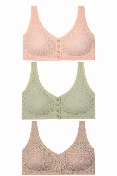 macsoo Women's 3-Piece Seamless Laser Cut Gathered Bustier Front Buttoned Sup...
