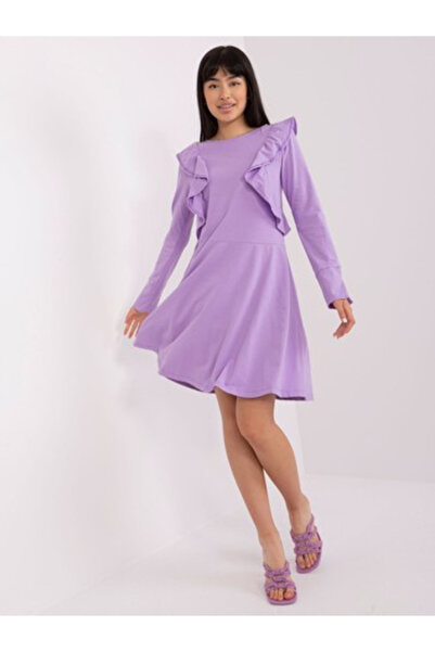 LILYROSE Rochie Dama, Lily Rose, Bumbac, Rochie evazata, Mov deschis, model E...