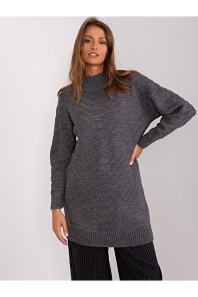 BADU Pulover Dama, BADU, Acril, Maneca lunga, Gri inchis, model BA-SW-8013.14P