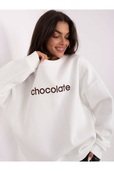 rue parıs Women's Sweatshirt, RUE PARIS, Cotton, Long Sleeve, Ecru, model RV-...