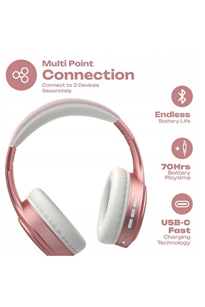 PowerLocus Căști Over-Ear P19 Aur Roz