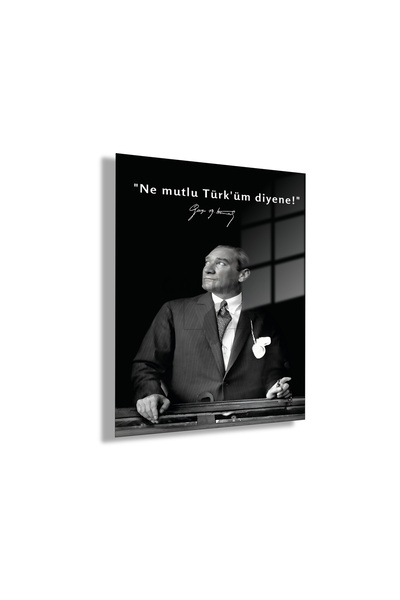GAAGART Temperli Gerçek Cam Tablo Makam Panosu Atatürk Sözleri Ne mutlu Türk'...