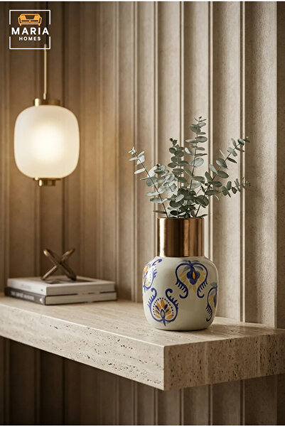 MARIA HOMES Multicolour Floral Decorative Vase, Modern Ceramic Flower Holder ...