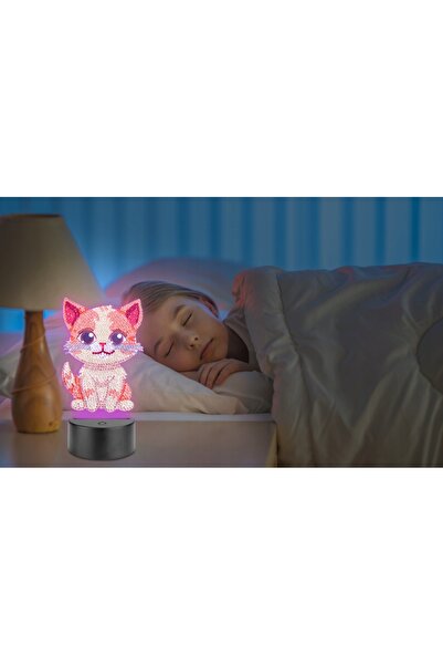 TRS Lampă de noapte LED pentru copii, cu design de pisicuță și diamante, pent...