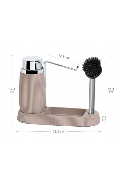Okyanus Dozator cu perie Premium bej + perie pentru burete de bucătărie