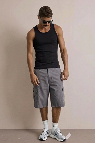 comstar Men's Premium Cargo Pocket Anthracite Long Capri Shorts