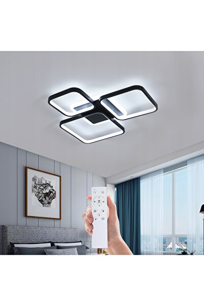 Goeco Plafonieră suspendată LED neagră pentru living, pătrată, dimmerabilă + ...